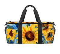 Borsa da viaggio Weekender,borsa da palestra piccola,pianta dell'acquerello girasoli floreali,borsone da palestra