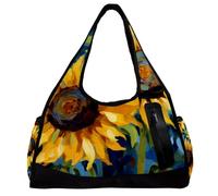 Borsa da viaggio Weekender,borsa da palestra piccola,pianta dell'acquerello girasoli floreali,borsone da palestra