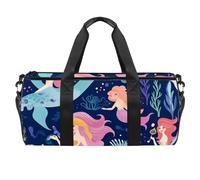 Borsa da viaggio Weekender,borsa da palestra piccola,Sirene carine Oceano colorato,borsone da palestra