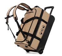 Borsa da viaggio XL con ruote, zaino 3 in 1, borsa da viaggio e trolley, impermeabile, con scomparto per scarpe e angoli protettivi per uomo e donna, borsa da viaggio in Ripstop di alta qualità, beige