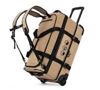 Borsa da viaggio XL con ruote, zaino 3 in 1, borsa da viaggio e trolley, impermeabile, con scomparto per scarpe e angoli protettivi per uomo e donna, borsa da viaggio in Ripstop di alta qualità, beige