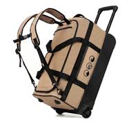 Borsa da viaggio XL con ruote, zaino 3 in 1, borsa da viaggio e trolley, impermeabile, con scomparto per scarpe e angoli protettivi per uomo e donna, borsa da viaggio in Ripstop di alta qualità, beige