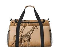 Borsa da weekend con stampa di due giraffe che corrono sul deserto, borsa da palestra con, bagaglio a mano borsa per il fine settimana durante la notte, borsa da viaggio