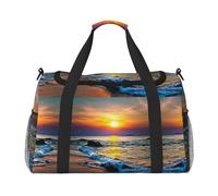 Borsa da weekend con stampa spiaggia e tramonto, borsa da palestra con, bagaglio a mano borsa per il fine settimana durante la notte, borsa da viaggio