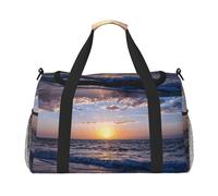 Borsa da weekend con stampa vista sulla spiaggia,Borsa da palestra con,Borsa da viaggio per il fine settimana durante la notte, borsa da viaggio