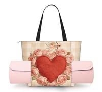 Borsa da yoga con stampa a cuore e cupido ricamato, con supporto per | Borsa a tracolla per yoga con supporto per tappetino, borsa da fitness da donna, ideale per yoga, pilates