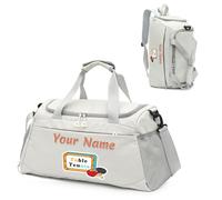 Borsa da Yoga e Danza Personalizzata per Donne, Borsone da Viaggio Personalizzato con Nome, con Scomparto per Scarpe e Tasca per Indumenti Asciutti e Bagnati, Borsa Tote/Zaino a Doppio Scopo - Bianco