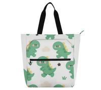 Borsa decorativa per bambini, borsa per libri di pianoforte, per ragazzi, ragazze, donne, simpatico dinosauro verde dei cartoni animati, resistente all'acqua, borsa per libri per bambini, borsa della