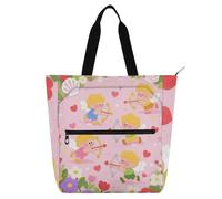 Borsa decorativa per bambini per ragazzi ragazze donne, cartone animato e carino rosa Cupido robusta borsa per attività per bambini borsa artistica con cerniera per la scuola shopping drogheria