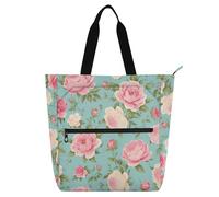 Borsa decorativa per libri carina, per bambini e adulti, con fiori freschi di pesca primaverile, grande borsa da spiaggia per scuola, lavoro, viaggi, arcobaleno bolsos para guardar libros