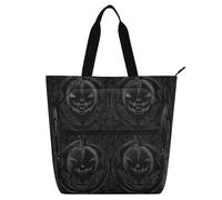 Borsa decorativa per libri carina per bambini, ragazzi e ragazze, zucca nera pura di Halloween leggera per ragazze riutilizzabile borsa della spesa con cerniera per college shopping spiaggia