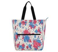 Borsa decorativa per libri per bambini, donne, uomini, 4 luglio, giorno dell'indipendenza, rose rosse e blu, leggera, borsa a tracolla con cerniera, per scuola, lavoro, viaggi, arcobaleno