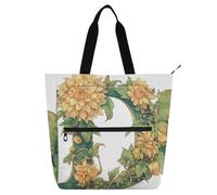 Borsa decorativa per libri, per bambini, donne, uomini, floreale, lettera D, dalia rossa, stile acquerello, impermeabile, resistente, riutilizzabile, per biblioteca, shopping, spiaggia
