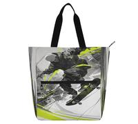 Borsa decorativa per libri per bambini per ragazzi ragazze adulti, linea minimalista Cool Boy verde nero impermeabile libro per bambini borsa della spesa borsa per college shopping spiaggia arcobaleno