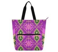 Borsa decorativa per libri per bambini per ragazzi ragazze adulti, viola verde mistero boho borsa per la spesa riutilizzabile resistente all'acqua con cerniera per college shopping spiaggia arcobaleno