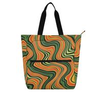 Borsa decorativa per libri per bambini, ragazzi e ragazze, arancione verde linee ondulate astratte grandi resistenti riutilizzabili biblioteca borse per libri per scuola e tempo di gioco arcobaleno de