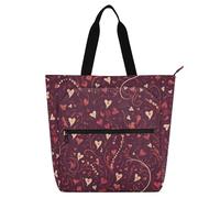 Borsa decorativa per libri, per bambini, studenti, adulti, colore rosso oro, San Valentino, amore romantico, leggera, riutilizzabile, con cerniera, per università, shopping, spiaggia, arcobaleno, para