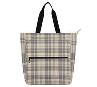 Borsa decorativa per libri per bambini, studenti, adulti, motivo scozzese marrone, impermeabile, borsa per la spesa, con cerniera, per scuola, shopping, viaggi, arcobaleno bolsos para guardar