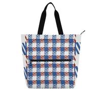 Borsa decorativa per libri, per bambini, studenti, adulti, motivo scozzese rosso e blu, 4 luglio, per il giorno dell'indipendenza, robusta, borsa a tracolla con cerniera, per scuola, shopping, viaggi