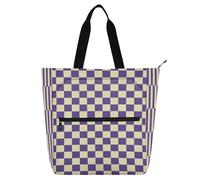 Borsa decorativa per libri per bambini, studenti, adulti, viola e bianco, motivo scozzese americano, impermeabile, con cerniera, per scuola, lavoro, viaggi, arcobaleno