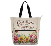 Borsa decorativa per libri, per ragazzi, ragazze, donne, fiori, 4 luglio, festa dell'indipendenza, colorata, leggera, resistente, riutilizzabile, per biblioteca, scuola, lavoro, viaggi, arcobaleno