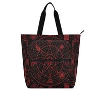 Borsa decorativa per libri per ragazzi ragazze donne, gotico rosso nero Halloween Tarocchi astrologia leggera riutilizzabile borsa per la spesa con cerniera per scuola, lavoro, viaggi, arcobaleno de
