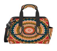 Borsa degli attrezzi con stampa mandala, borsa per attrezzi da giardino, multitasche a bocca larga, resistente, impermeabile, organizer con tracolla regolabile (etnico tribale)