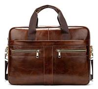 Borsa degli uomini di affari in pelle Messenger Bag borsa del computer portatile sacchetto dell'ufficio cartella di cuoio per gli uomini,2019coffee