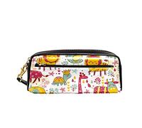 Borsa Dei Trucchi Cartoon Giraffe Elephant Cow Zoo Portapenne Multifunzione Cartoleria Organizer Grande Capacità Astucci Cancelleria Per Ufficio Adolescente Università