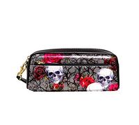 Borsa Dei Trucchi Skulls Roses Flowers And Branches Borsa Per Matite Aesthetic Astuccio Per Matite Con Scomparti Custodia Porta Cancelleria Per Ufficio Università Adulto
