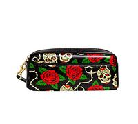 Borsa Dei Trucchi Sugar Skulls With Red Roses Cancelleria Portamatite Grande Capacità Portapenne Astuccio Durevole Astuccio Scuola Per Adolescente Ragazze Studenti
