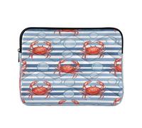 Borsa del computer portatile del computer portatile delle strisce blu dei granchi rossi, manica impermeabile del computer portatile 15,6 per le