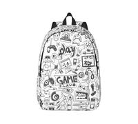 Borsa del computer portatile di viaggio dello zaino della tela dei ragazzi del videogioco, protezione dell'acqua e cinghie ergonomiche per il lavoro, Nero , M