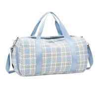 Borsa Del Fine Settimana Borsone Da Viaggio Per Borsa Sportiva Da Palestra Con Tasca Bagnata Scomparto Per Scarpe Pieghevole Scozzese Blu Borsa Da Ginnastica