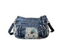 Borsa del messaggero della spalla del denim dell'annata per le signore | Borsa da donna in denim stile vintage con grande capacità. Borsa a tracolla leggera e casual, perfetta per tutti i giorni
