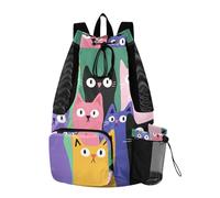 Borsa della corda delle borse del cordone degli uomini variopinti dei gatti con la separazione bagnata asciutta