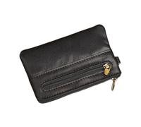 Borsa della moneta del cuoio genuino per gli uomini delle donne mini portafoglio della chiusura lampo piccolo sacchetto di soldi tasca femminile portafogli uomo titolare della carta, Nero , 1 pezzo