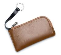 Borsa della moneta del cuoio genuino per gli uomini delle donne mini portafoglio della chiusura lampo piccolo sacchetto di soldi tasca femminile portafogli uomo titolare della carta, Giallo, Taglia