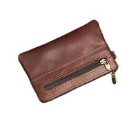 Borsa della moneta del cuoio genuino per gli uomini delle donne mini portafoglio della chiusura lampo piccolo sacchetto di soldi tasca femminile portafogli uomo titolare della carta, Marrone scuro, 1