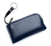 Borsa della moneta del cuoio genuino per gli uomini delle donne mini portafoglio della chiusura lampo piccolo sacchetto di soldi tasca femminile portafogli uomo titolare della carta, Blu, Taglia unica