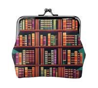 Borsa della moneta della serratura del bacio delle donne della stampa della libreria della biblioteca, mini portafoglio per le carte e il rossetto, borsa compatta morbida
