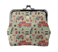 Borsa della moneta della stampa degli strumenti del camion dei pompieri per le donne, portafogli della borsa del cambiamento della serratura del bacio, piccole borse della moneta del cuoio dell'unità