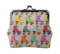 Borsa della moneta stampata della pelle bovina bianca e nera per le donne borsa del raccoglitore del sacchetto del cambiamento del cuoio dell'unità di elaborazione del sacchetto dell'annata, Pattini a