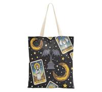 Borsa della spesa in tela con oroscopo gotico mistico dei tarocchi per le donne con tasche con manici borse riutilizzabili Tote Bags Bulk Friend regali di compleanno
