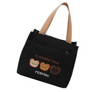 Borsa della spesa in tela con orsetti Design riutilizzabile Scomparto spazioso Manici morbidi Borsa in tela con tre orsi ricamati essenziali in movimento