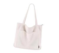 Borsa della spesa in velluto a coste alla moda extra large tasca frontale con cerniera interna borse per la spesa ascellari compagna giornaliera compagna stile coreano velluto a coste, bianco