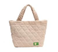 Borsa della spesa in velluto a coste con cuciture Tote Bag di grande capacità a tracolla tinta unita borse alla moda per le donne della ragazza borse con cerniera per le donne, Beige, One Size