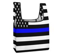 Borsa della spesa pieghevole con bandiera americana sottile blu, borsa della spesa riutilizzabile, borsa per la spesa, borsa per la conservazione, borsa per il mercato, borsa per il viaggio, borsa per