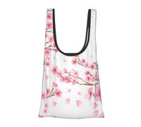 Borsa della spesa pieghevole riutilizzabile con stampa di fiori di prugna, leggera, per la spesa, viaggi, spiaggia, ecologica, compatta