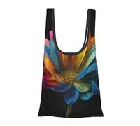 Borsa della spesa pieghevole riutilizzabile multicolore con stampa margherita leggera per la spesa da viaggio in spiaggia ecologica compatta borsa per avventura